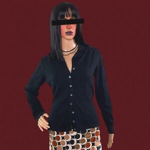 Lands End black button front cardigan long sleeve top